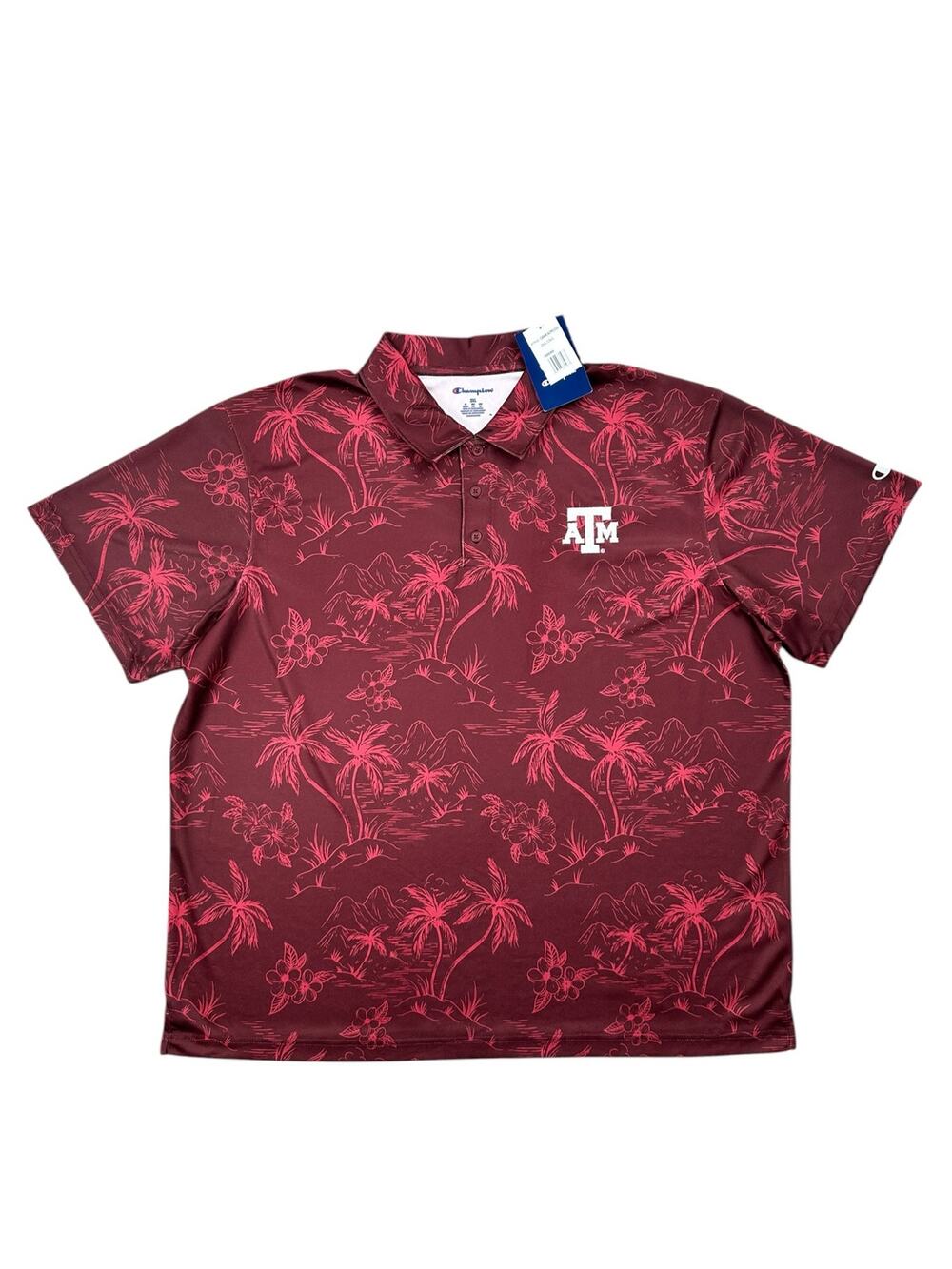 Champion Texas A&M Aggies Hawaiian Tropical Floral Golf Polo NWT — Size 2XL
